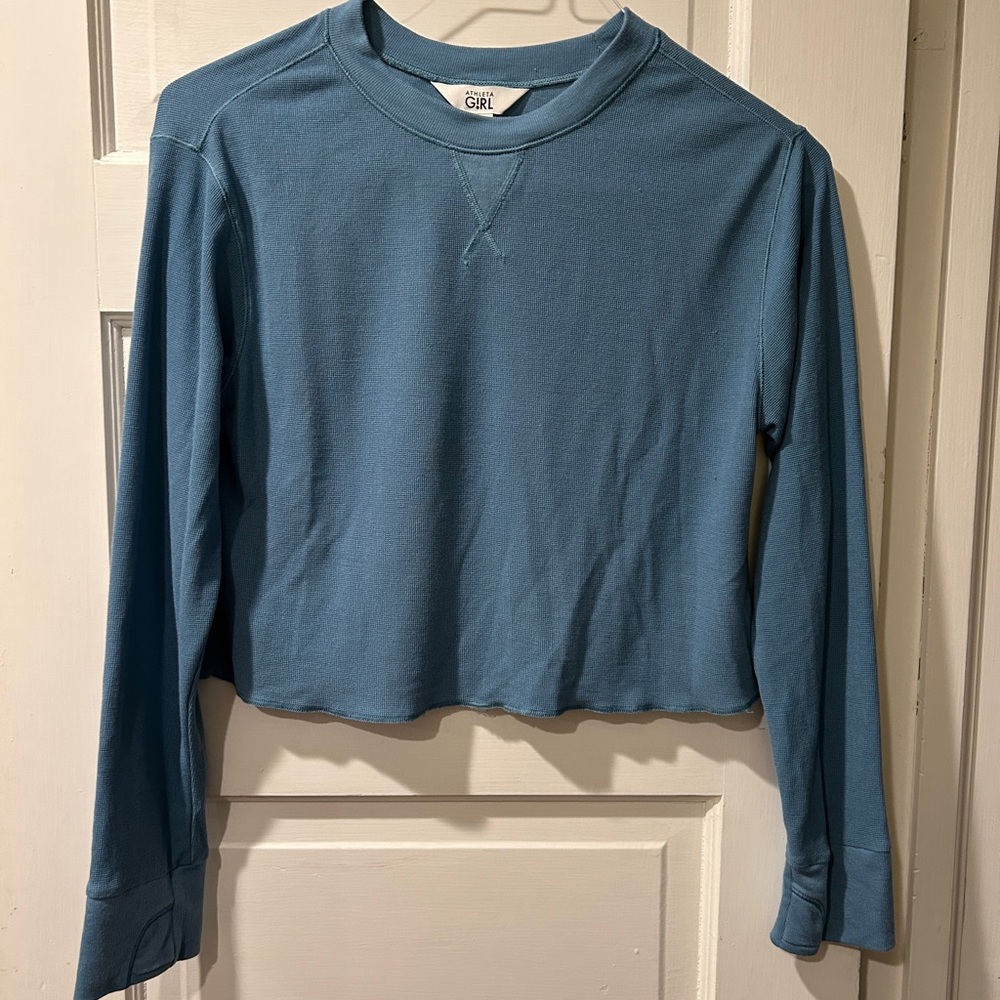 Athleta Girl Teal Textured Long Sleeve Top